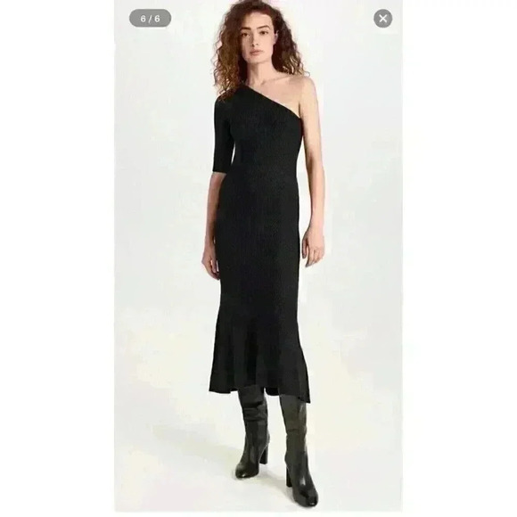 NWT Veronica Beard Montrose Knit Black One shoulder Maxi Dress Size XS - Picture 1 of 13